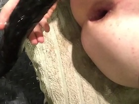 12"dildo pushes my stomach out on fucking machine