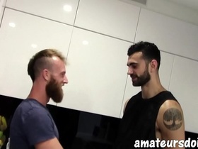 AmateursDoIt - Bearded studs fuck after hot oral session in the kitchen