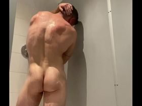 young hot student taking a shower