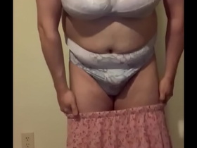 Verification video: Man in Women’s Clothes Strips Down to Bra and Panties then Jerks off.
