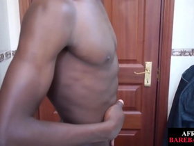 Twink African strips and jerks his dong in solo action