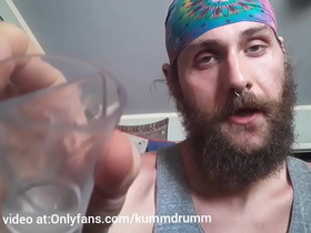 makes you drink a shot glass of cum for peeping on him from the closet
